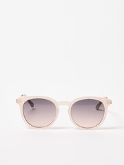 Oliver Bonas White Iridescent Faux Marbled Preppy Sunglasses - Image 1 of 7