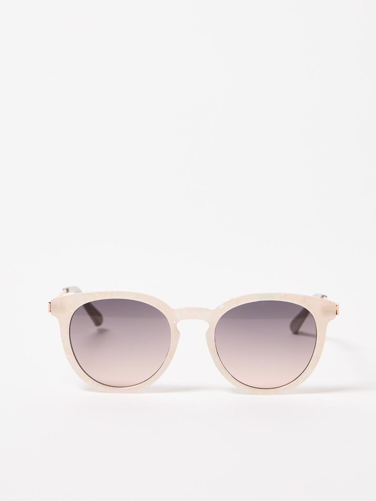 Oliver Bonas White Iridescent Faux Marbled Preppy Sunglasses - Image 1 of 7