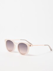 Oliver Bonas White Iridescent Faux Marbled Preppy Sunglasses - Image 2 of 7
