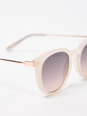 Oliver Bonas White Iridescent Faux Marbled Preppy Sunglasses - Image 4 of 7