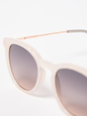Oliver Bonas White Iridescent Faux Marbled Preppy Sunglasses - Image 5 of 7