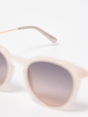 Oliver Bonas White Iridescent Faux Marbled Preppy Sunglasses - Image 6 of 7