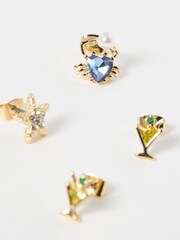 Oliver Bonas Gold Tone Madison Summer Party Stud Earrings Set - Image 4 of 6