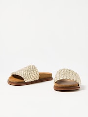 Oliver Bonas Gold Woven Leather Mule Sandals - Image 1 of 7