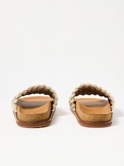 Oliver Bonas Gold Woven Leather Mule Sandals - Image 6 of 7