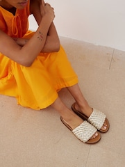 Oliver Bonas Gold Woven Leather Mule Sandals - Image 7 of 7