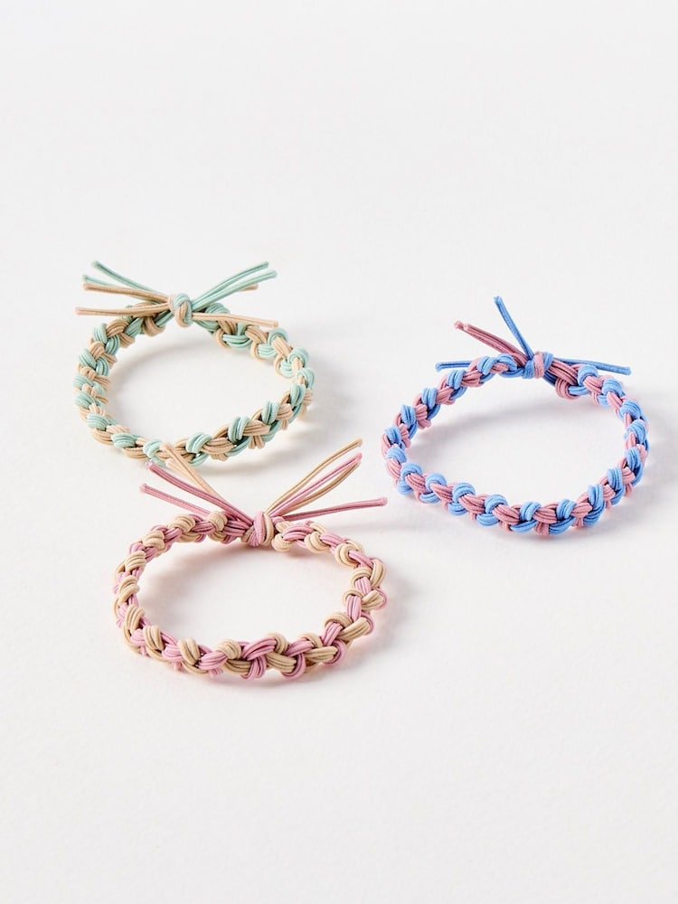 Oliver Bonas Black Plait And Knot Cora Elastic Hair Ties 3 Pack - Image 1 of 5