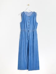 Oliver Bonas Blue Chambray Sleeveless Jumpsuit - Image 4 of 9