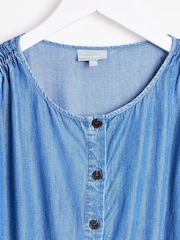 Oliver Bonas Blue Chambray Sleeveless Jumpsuit - Image 5 of 9