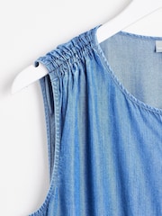 Oliver Bonas Blue Chambray Sleeveless Jumpsuit - Image 6 of 9