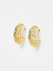 Oliver Bonas Gold Plated Seren Filigree Hoop Earrings - Image 2 of 6