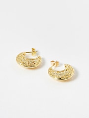 Oliver Bonas Gold Plated Seren Filigree Hoop Earrings - Image 5 of 6