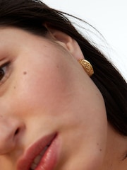 Oliver Bonas Gold Plated Seren Filigree Hoop Earrings - Image 6 of 6