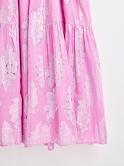 Oliver Bonas Pink Leaf Midi Dress - Image 6 of 6