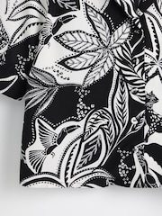 Oliver Bonas Black Tropical Print Shirt With Linen - Image 5 of 5