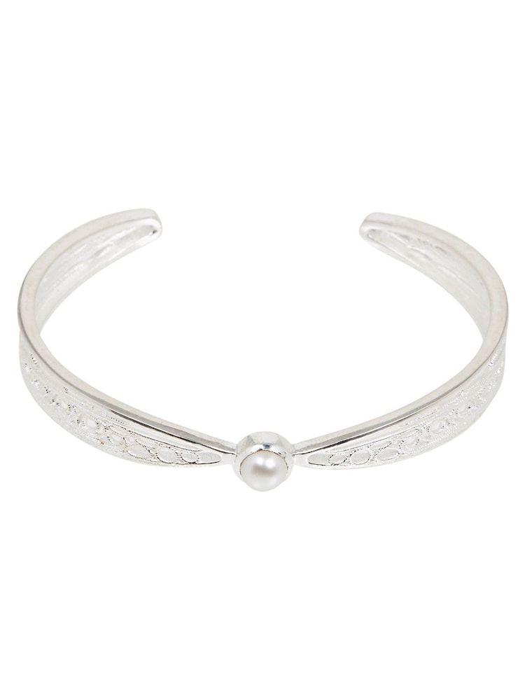 Oliver Bonas Silver Tone Seren Filigree Pearl Plated Bangle - Image 1 of 1