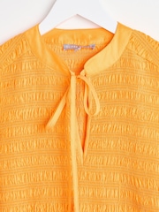 Oliver Bonas Orange Shirred Bodice Midi Dress - Image 3 of 6