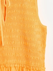 Oliver Bonas Orange Shirred Bodice Midi Dress - Image 4 of 6