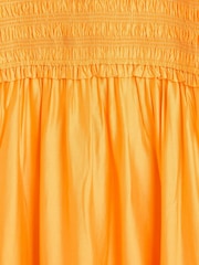 Oliver Bonas Orange Shirred Bodice Midi Dress - Image 5 of 6