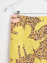 Oliver Bonas Yellow Palm Print Midi Skirt With Linen - Image 5 of 6