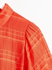 Oliver Bonas Orange Textured Stripe Mini Shirt Dress - Image 4 of 6