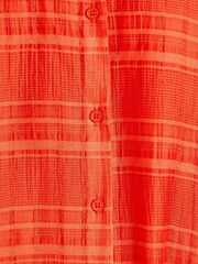 Oliver Bonas Orange Textured Stripe Mini Shirt Dress - Image 6 of 6