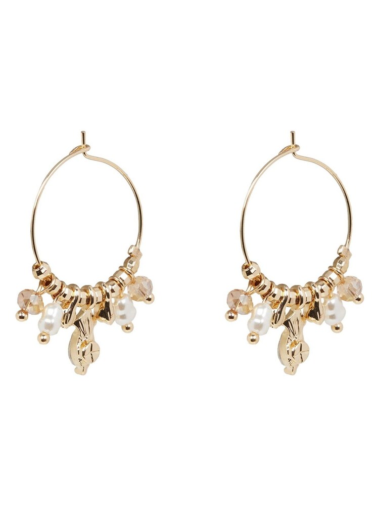 Oliver Bonas Gold Tone Thea Faux Fur Pearl Thin Hoop Earrings - Image 1 of 5 Oliver Bonas Gold Tone Thea Faux Fur Pearl Thin Hoop Earrings - Image 1 of 5