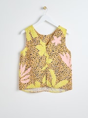 Oliver Bonas Orange Palm Print Cami Top With Linen - Image 1 of 5