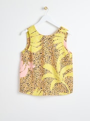 Oliver Bonas Orange Palm Print Cami Top With Linen - Image 2 of 5