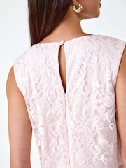 Roman Pink Lace Pleated Midi Dress - Image 5 of 5