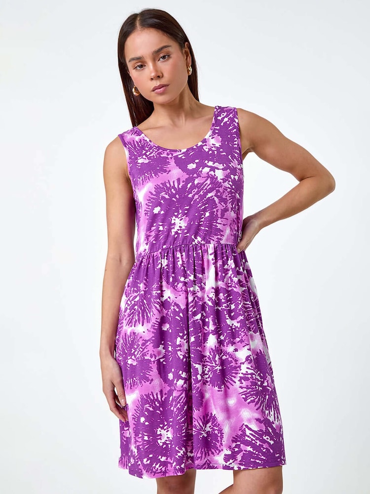 Roman Purple Tie Dye Pocket Dress - Image 1 of 5