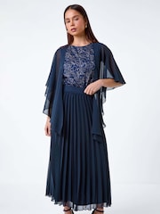 Roman Blue Chiffon Drape Cover-Up - Image 4 of 5