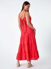 Roman Pink Tie Detail 100% Cotton Broderie Dress - Image 3 of 5