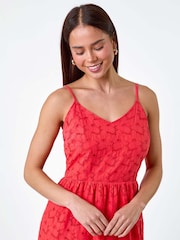 Roman Pink Tie Detail 100% Cotton Broderie Dress - Image 4 of 5