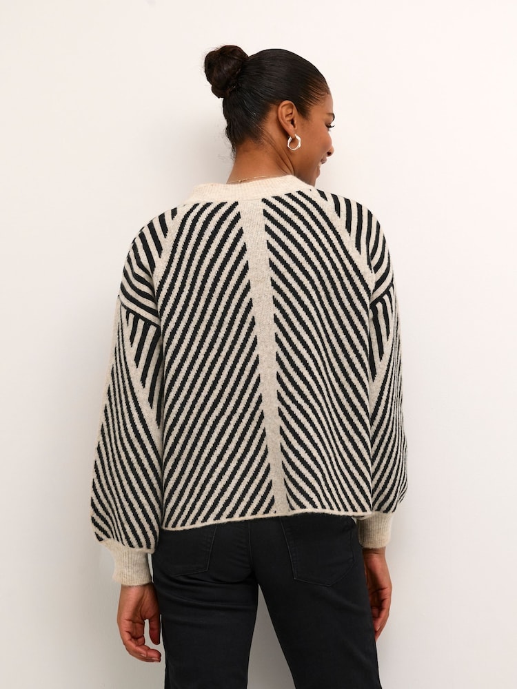 Kaffe Vera Striped Pattern Knitted Pull-Over Jumper - Image 2 of 7