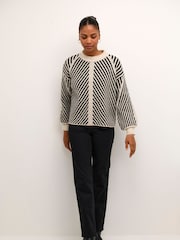 Kaffe Vera Striped Pattern Knitted Pull-Over Jumper - Image 3 of 7