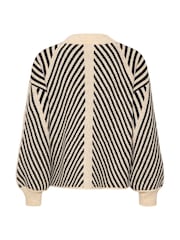 Kaffe Vera Striped Pattern Knitted Pull-Over Jumper - Image 6 of 7
