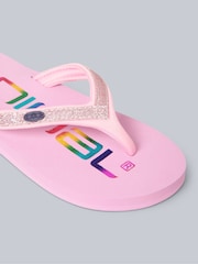Animal Pink Kids Swish Glitter Logo Flip Flops - Image 4 of 5