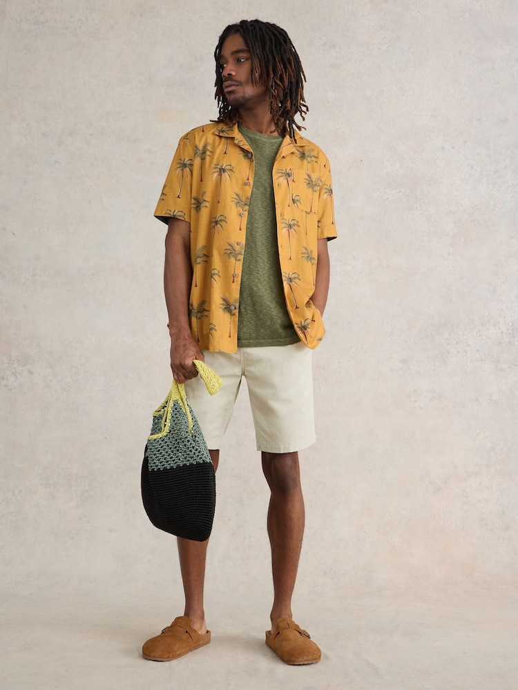 White Stuff Yellow Palm Tree Printed Shirt - Image 2 of 7