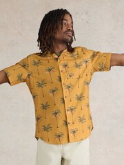 White Stuff Yellow Palm Tree Printed Shirt - Image 4 of 7