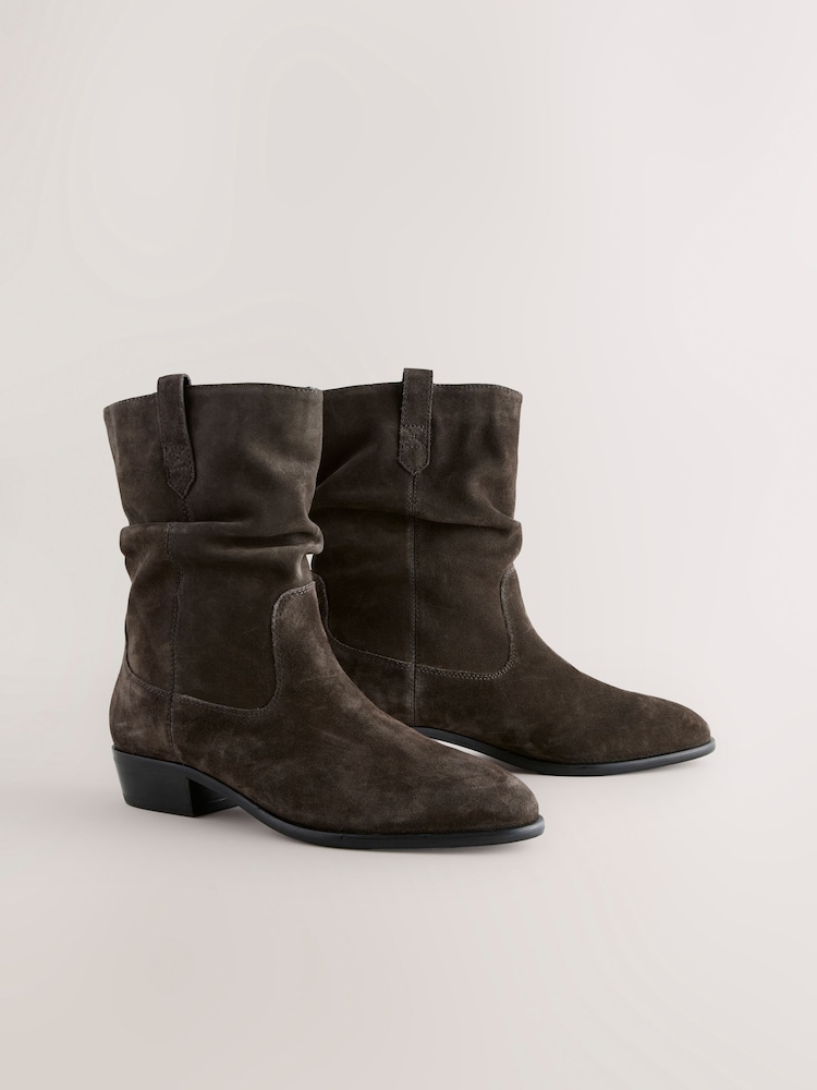 Mink Brown Suede Standard/Wide Fit Forever Comfort® Slouch Ankle Boots - Image 1 of 5