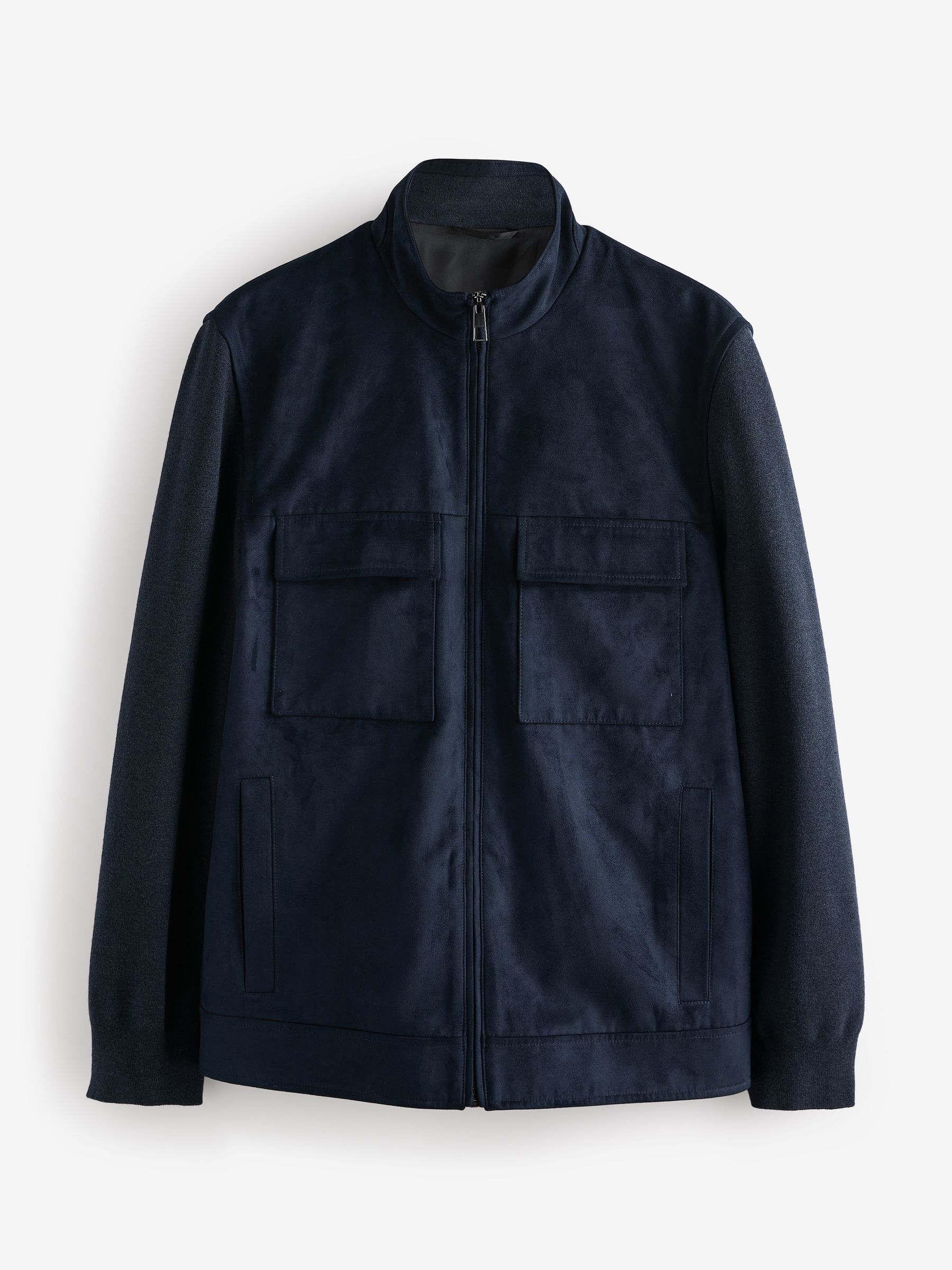 Buy Navy Blue Faux Suede Jacket with Knitted Sleeves from Next USA