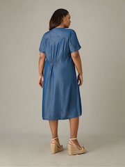 Live Unlimited Blue Relaxed Curve Denim Shirt Dress - Image 2 of 3