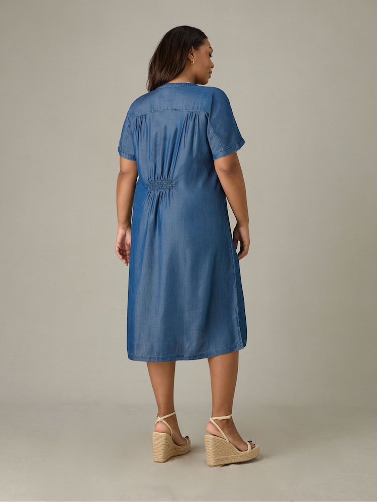 Live Unlimited Blue Relaxed Curve Denim Shirt Dress - Image 2 of 3