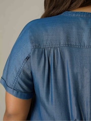 Live Unlimited Blue Relaxed Curve Denim Shirt Dress - Image 3 of 3