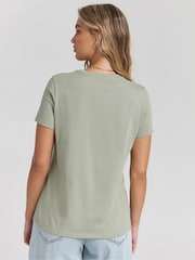 Simply Be Green Embroidered Smiley Daisy 100% Cotton T-Shirt - Image 2 of 3