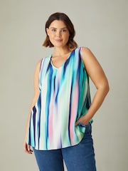 Live Unlimited Blue Curve Abstract Print Vest - Image 1 of 5