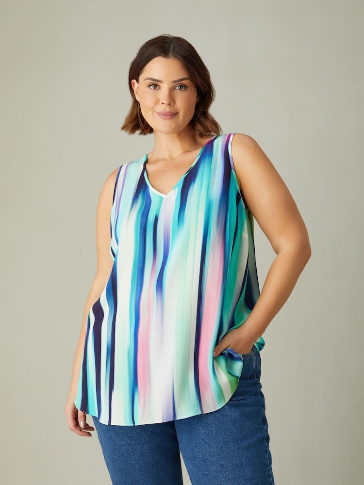 Live Unlimited Blue Curve Abstract Print Vest - Image 1 of 5