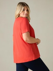 Live Unlimited Orange Curve Jersey Broderie V-Neck Top - Image 4 of 6