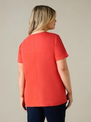 Live Unlimited Orange Curve Jersey Broderie V-Neck Top - Image 5 of 6